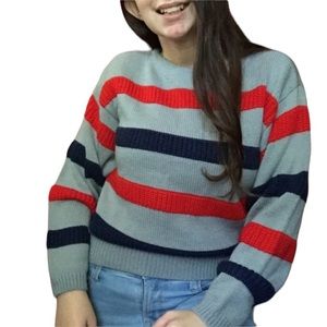 Vintage retro 90s striped knit sweater cozy